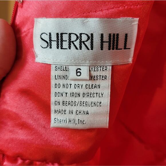 NWT Sherri Hill Rhinestone Halter Gown, Style # 50143 in Coral, Sz 6 - Picture 8 of 9